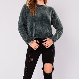 Fashion Nova Zaccai Knit Sweater Forest Green